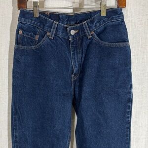 Vintage Y2K Women’s Levi's Dark Blue Boot Cut Mid Rise Jeans